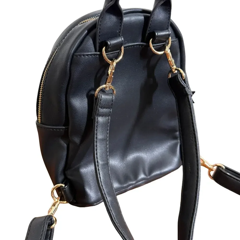 Anna Sui Black Star‎ Stud Mini Backpack Goth Y2K Compact Zip Bag Chic Women